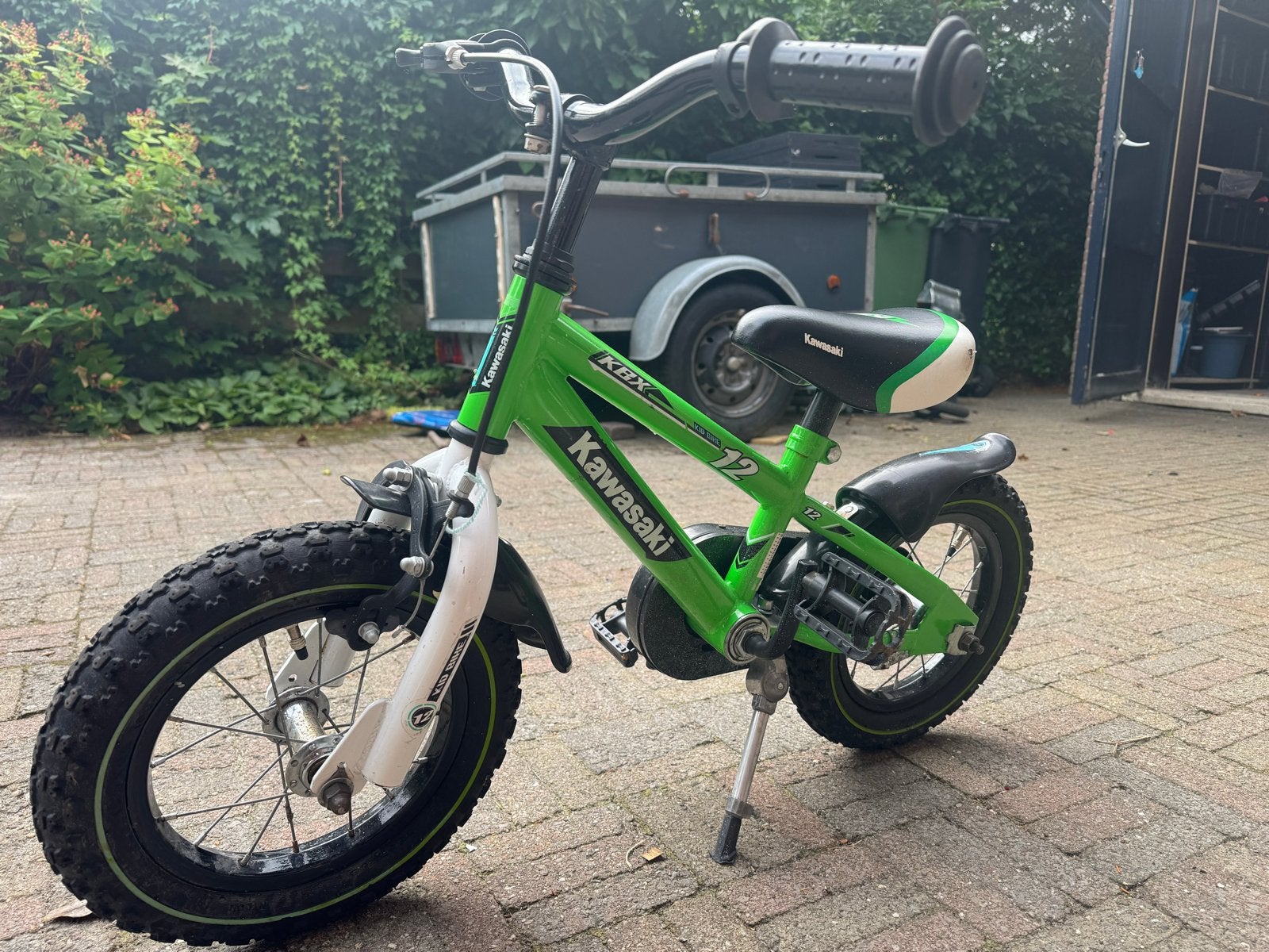 Kawasaki 12 inch kinderfiets - Nieuwe binnenbanden, Ophalen, Gebruikt, Minder dan 16 inch