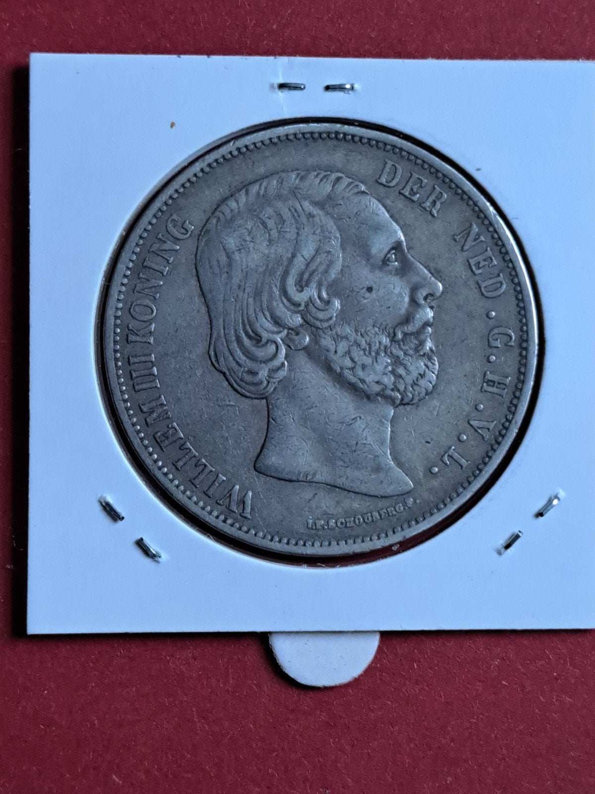 Nederland 2 1/2 gulden 1874, Koning Willem III, Zilver, Ophalen of Verzenden, Losse munt