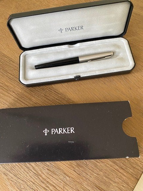 Parker Balpen Zwart/Zilver met Doosje, Gebruikt, Met doosje, Ophalen of Verzenden, Parker