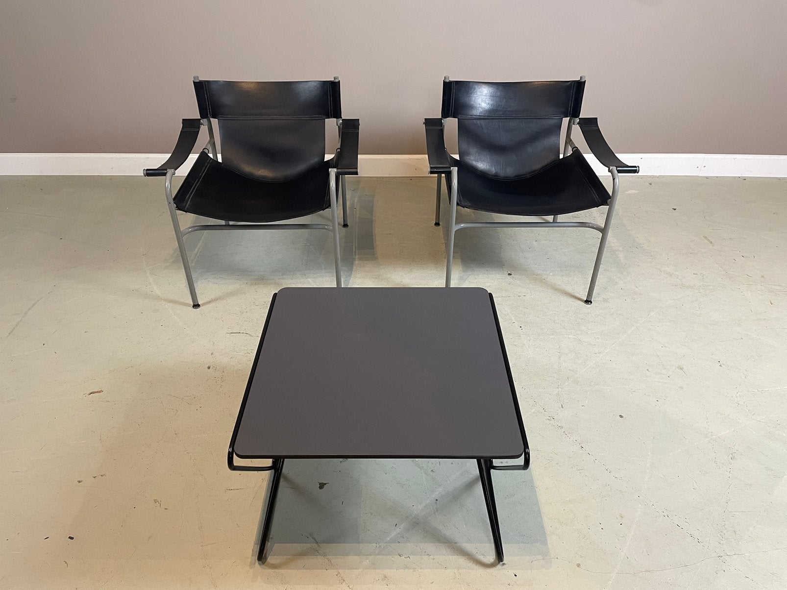 ‘t Spectrum SZ12 lounge chairs Walter Antonis met tafel IZGS, Ophalen, Gebruikt, Leer