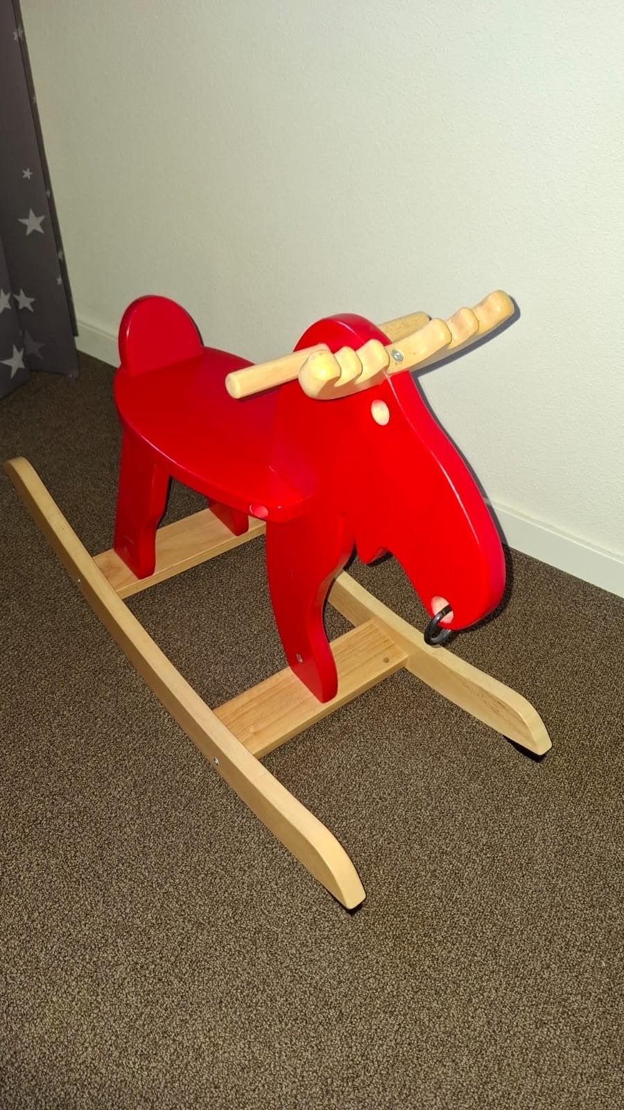 Rood houten hobbelpaard eland, Ophalen, Zo goed als nieuw, Overige typen