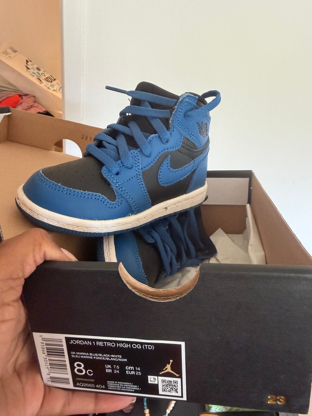 Jordan 1 Retro High OG (TD) - Marina Blue/Black-White, Kinderen en Baby's, Kinderkleding | Overige, Ophalen of Verzenden, Zo goed als nieuw