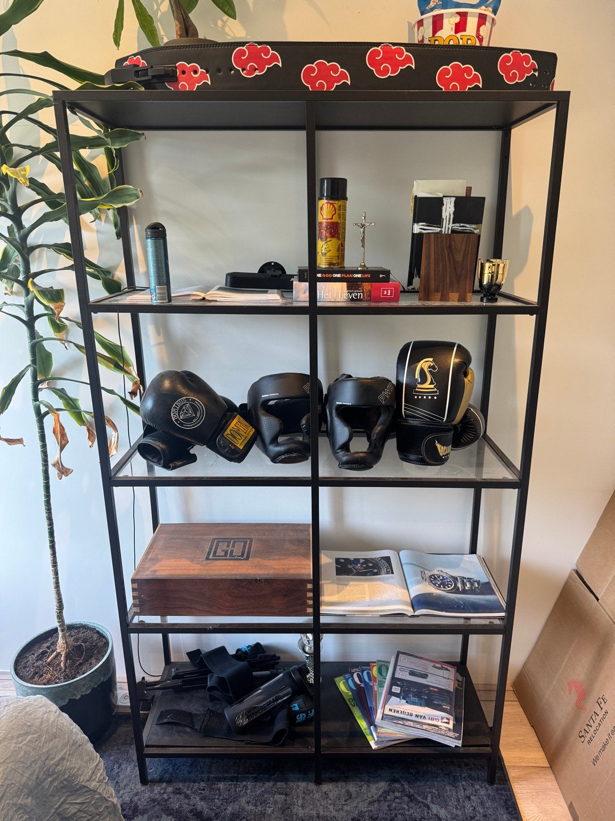 IKEA VITTSJÖ Stellingkast, zwartbruin/glas, 100x175 cm, Ophalen, Zo goed als nieuw