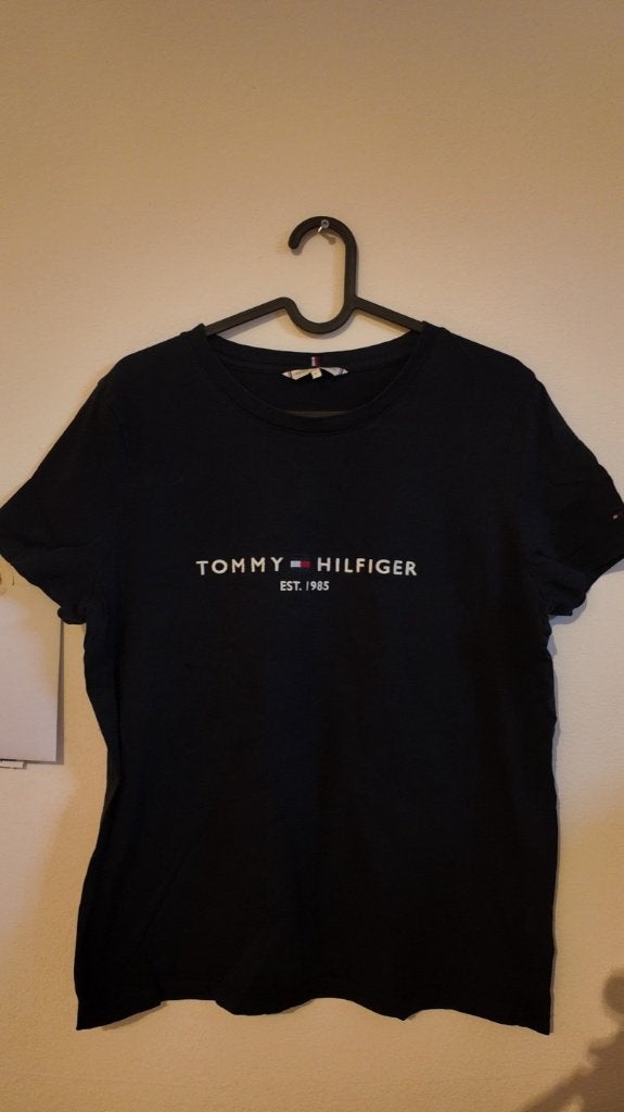 RT-0172 Tommy Hilfiger t-shirt marineblauw dames L, Blauw, Maat 42/44 (L), Ophalen of Verzenden, Korte mouw