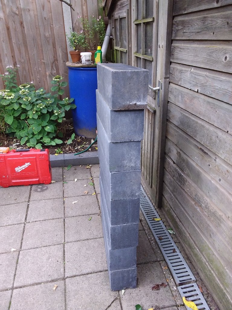 Grijze stapelblokken 15x15x60 cm - Overtollig, Tuin en Terras, Bielzen en Borders, Ophalen, Blok, Nieuw, Minder dan 25 cm