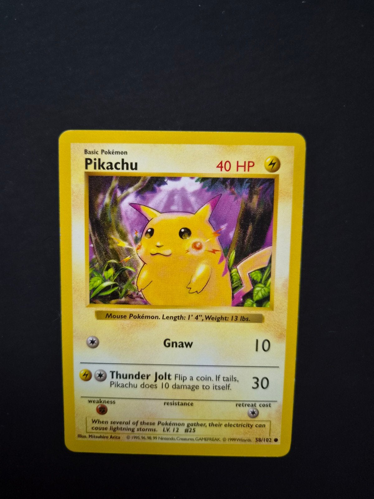 Pikachu 58 Pokemon Shadowless Base, Hobby en Vrije tijd, Ophalen of Verzenden, Zo goed als nieuw, Booster