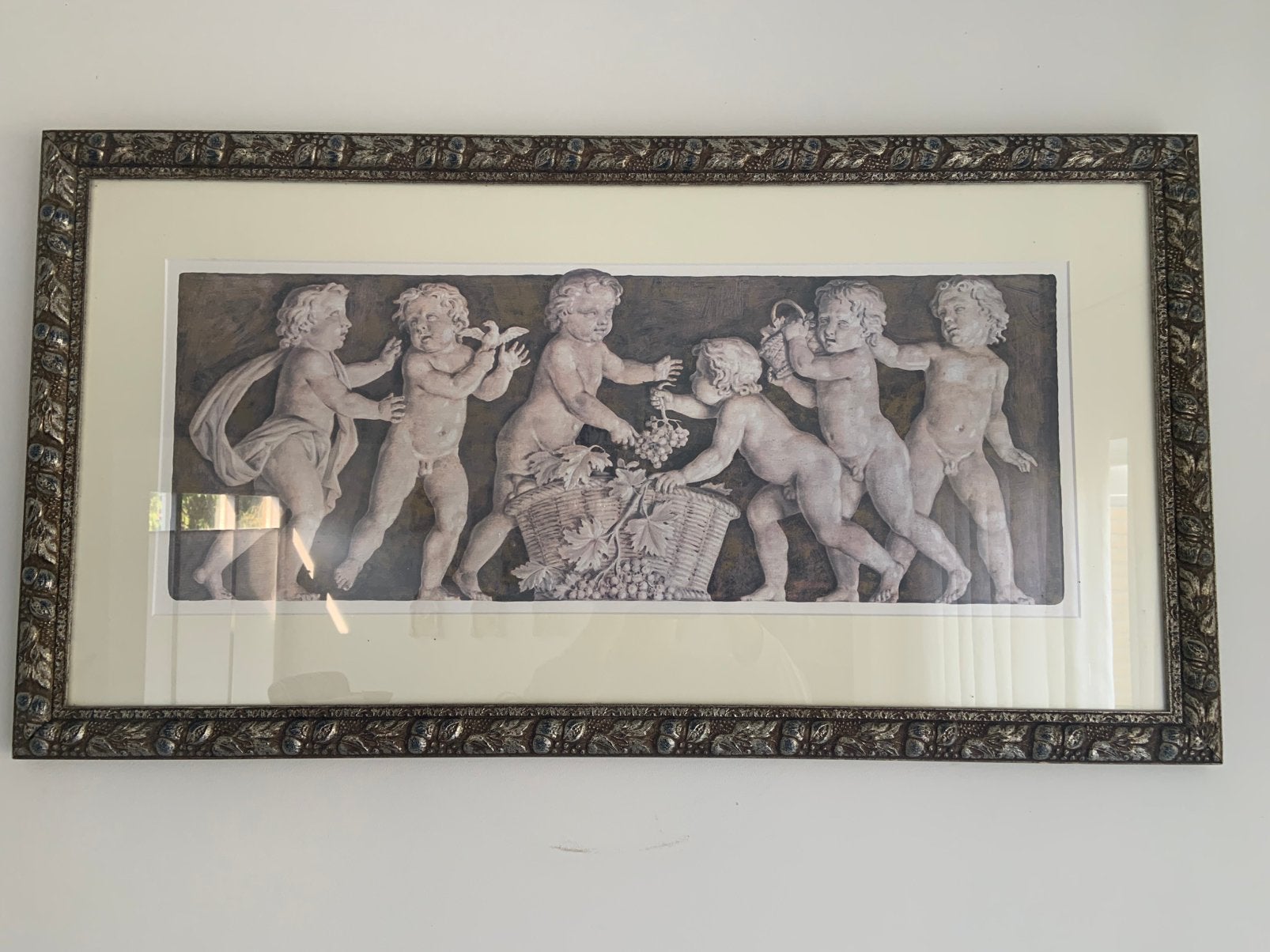 Klassiek schilderij met putti en druiven in sierlijke lijst, Antiek en Kunst, Kunst | Schilderijen | Klassiek, Klassiek, Print