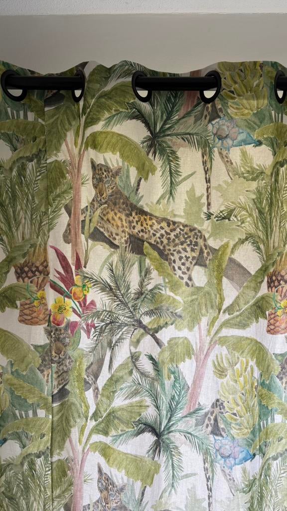 2 Gordijnen “jungle” stof Kenji van de Kwantum, Ophalen of Verzenden, Zo goed als nieuw, Groen