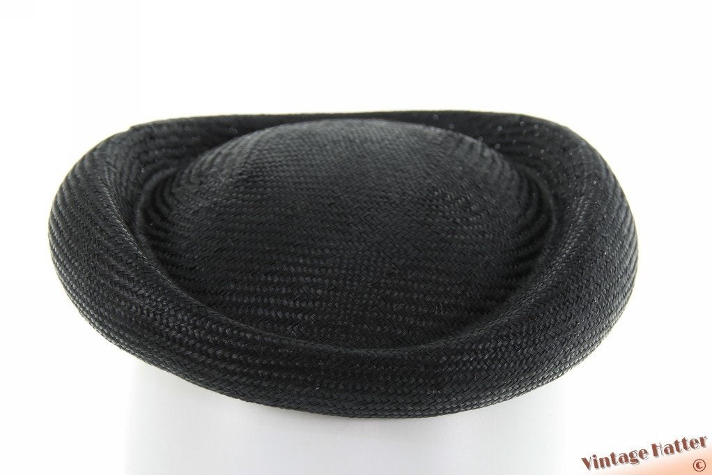 Dames pillbox cocktail hoed Weba Hats zwart sisal 52-63 NEW, Weba Hats, Hoed, Nieuw, One size fits all