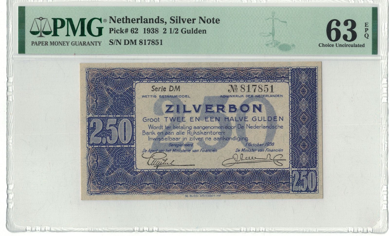 2½ Gulden Zilverbon 1938, Verzenden