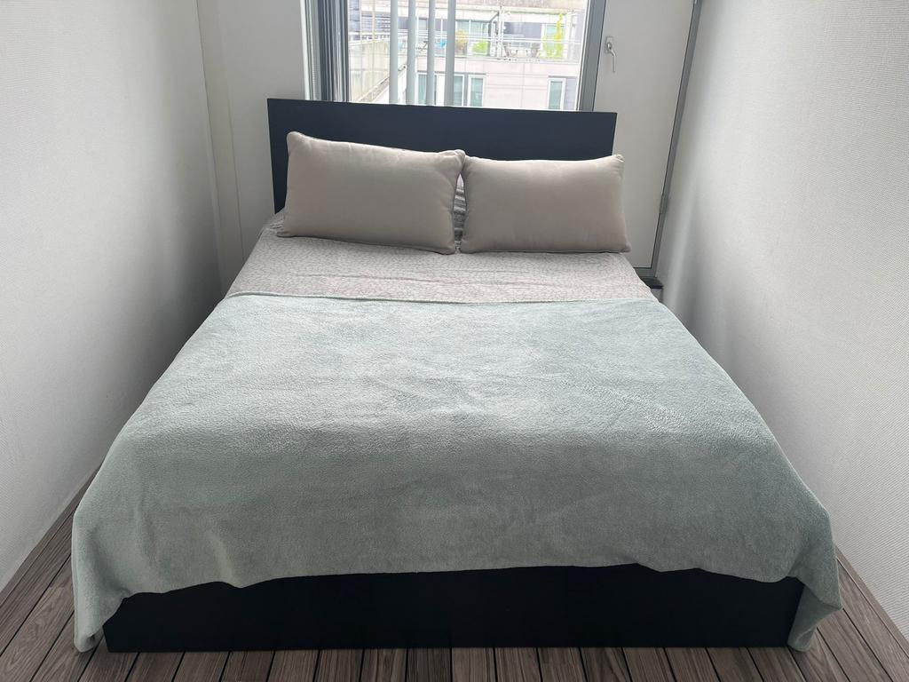 Bed, Ophalen, Zwart, Tweepersoons, 140 cm