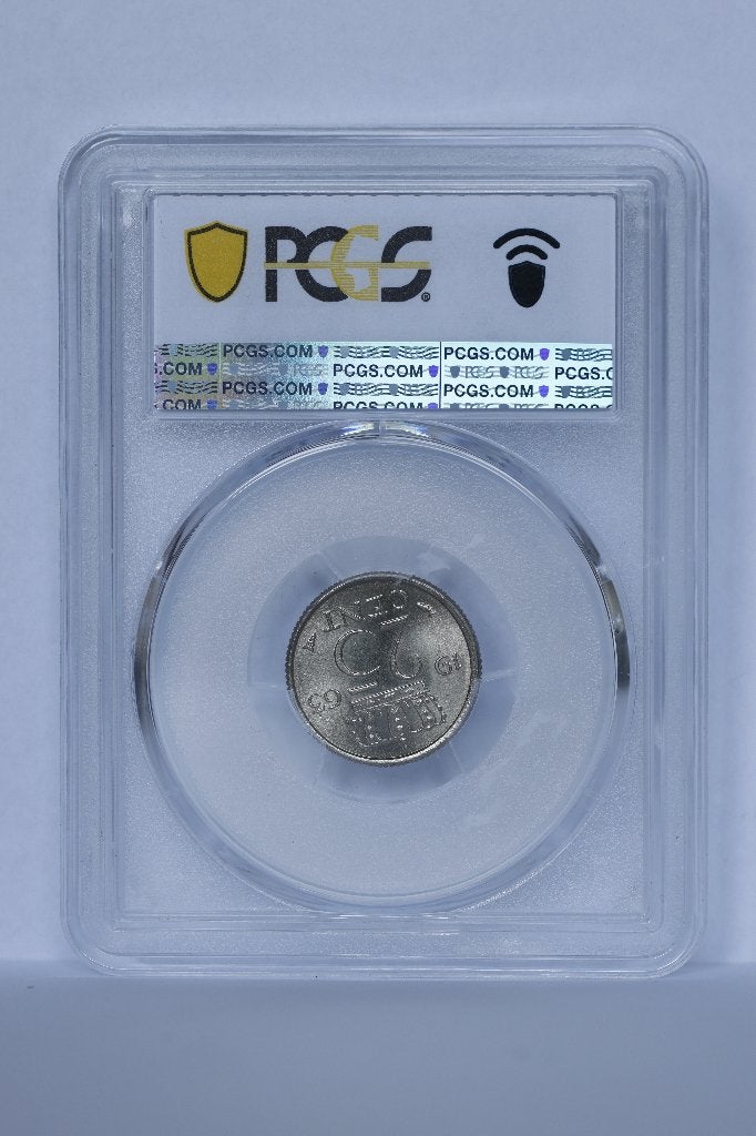 25 Cent 1963 PCGS MS64, Ophalen of Verzenden, Koningin Juliana, 25 cent, Losse munt