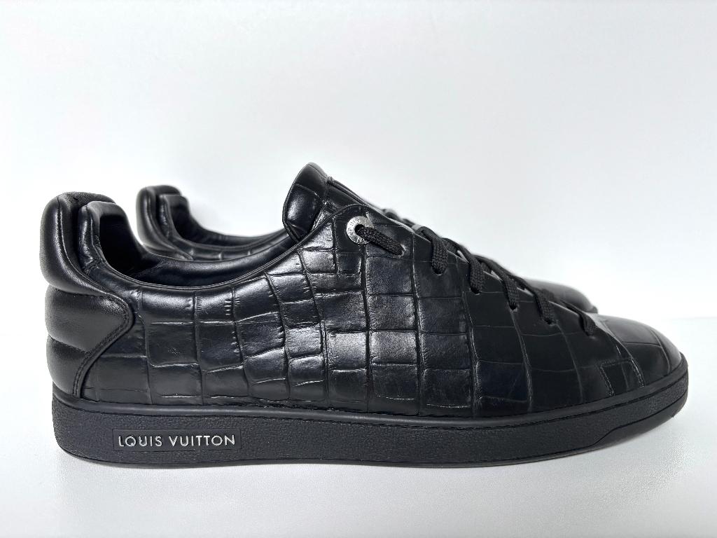 LOUIS VUITTON zwart croc frontrow HEREN sneakers UK9 - 43, Zwart, Ophalen of Verzenden, Louis Vuitton, Sneakers of Gympen