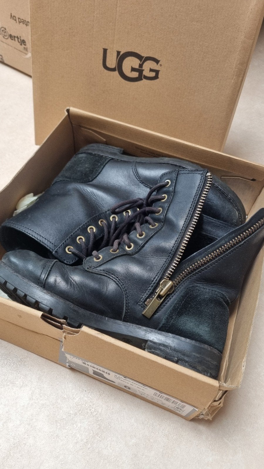 UGG W Kilmer Exposed Fur laarzen - Maat 37, Kleding | Dames, UGG, Zwart, Lage of Enkellaarzen, Ophalen of Verzenden