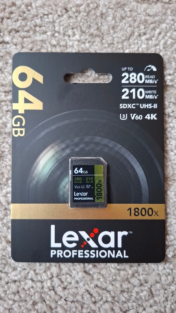Lexar SD Pro Gold Series UHS-II 1800x 64GB, SD, Verzenden, Lexar, Nieuw