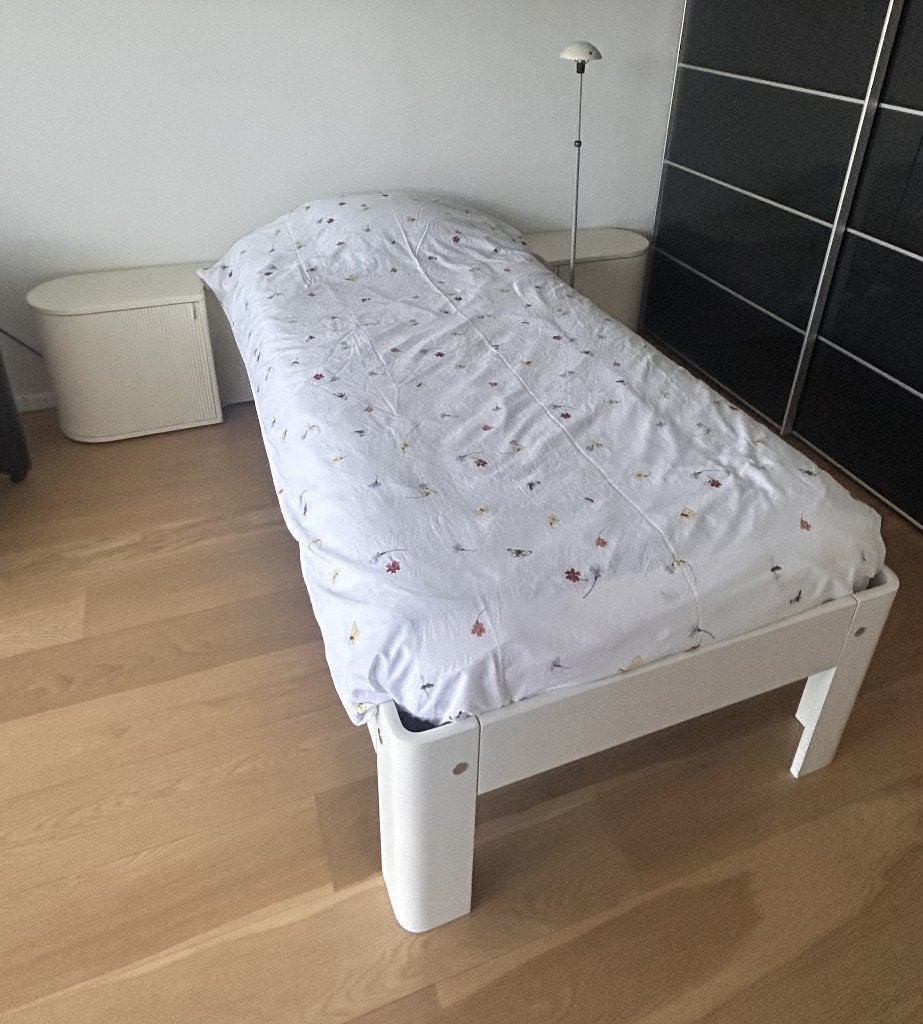 Auping Auronde eenpersoonsbed met accessoires, Huis en Inrichting, Slaapkamer | Bedden, Ophalen, Eenpersoons, Wit, 80 cm