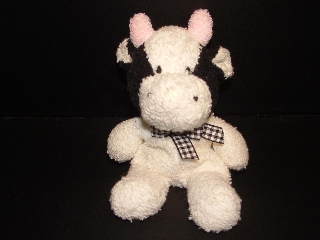 A & A PLUSH KOE BADSTOF WIT/ZWART MET ROZE HOORNS, C, Kinderen en Baby's, Speelgoed | Knuffels en Pluche, Verzenden, Nieuw, Overige typen
