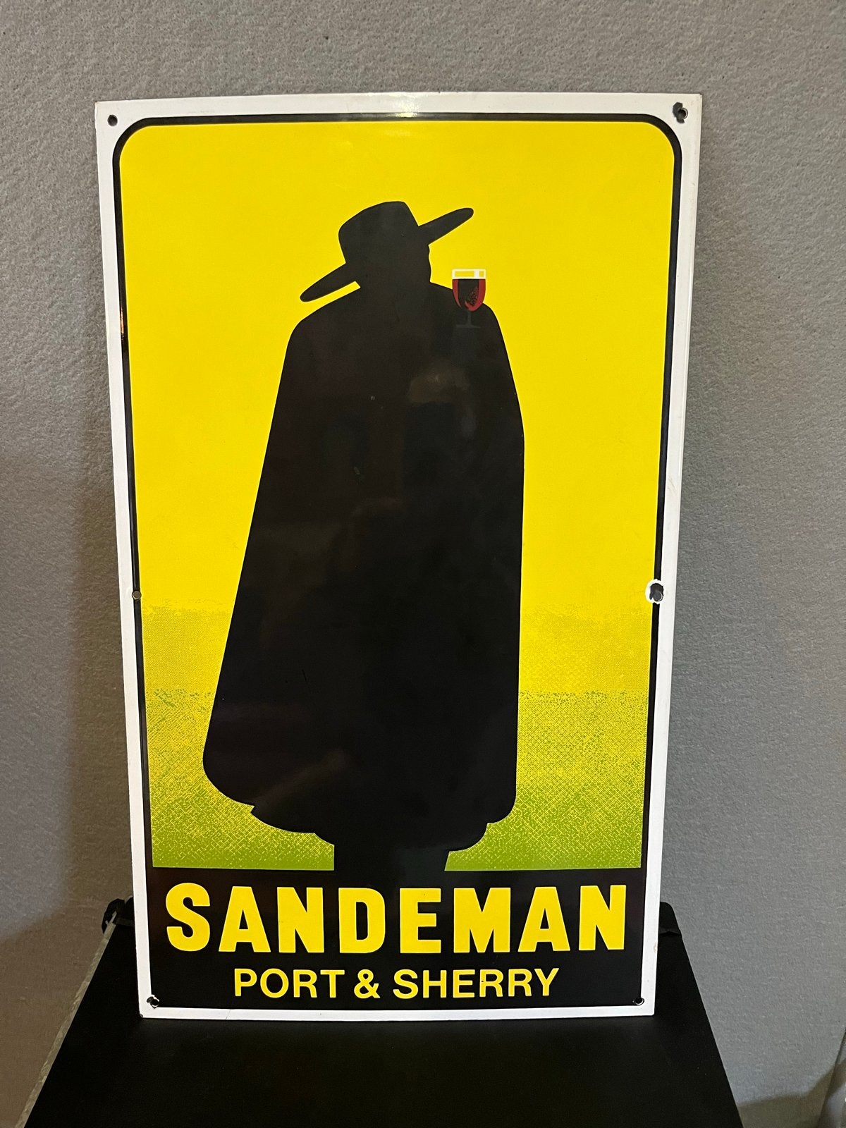 Vintage Sandeman Port & Sherry Emaille Reclamebord, Ophalen of Verzenden
