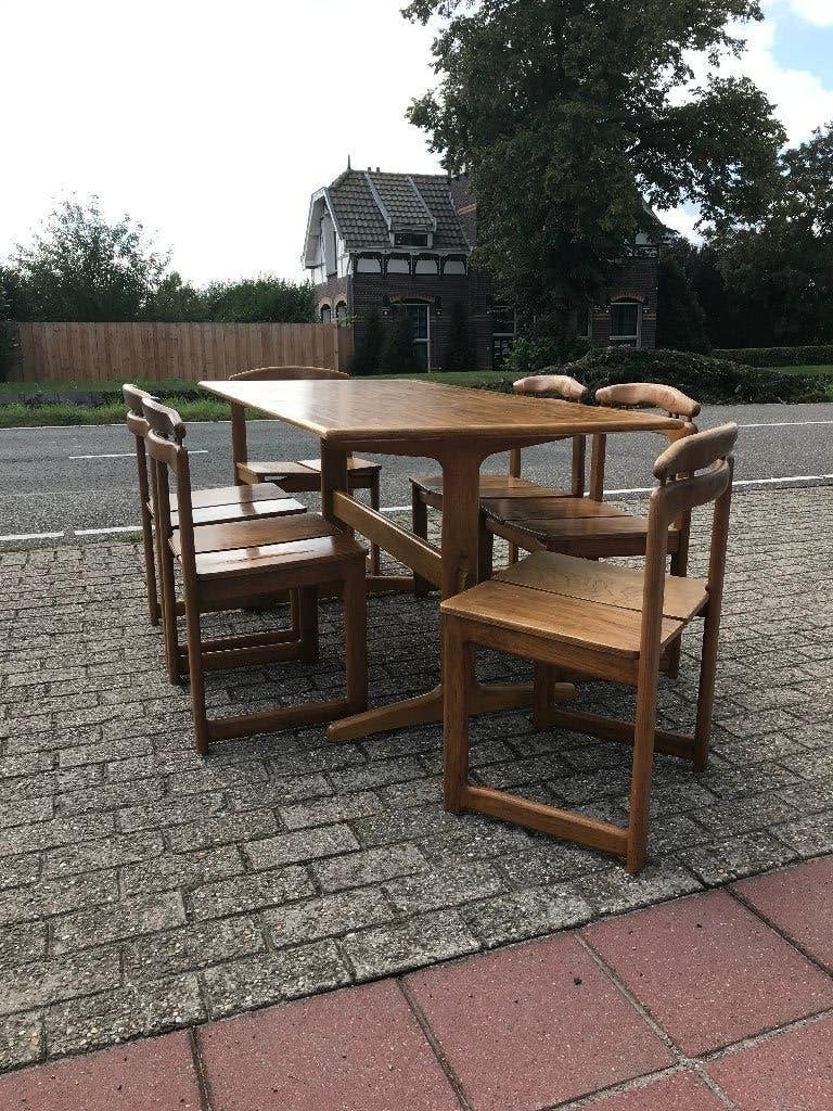 set 6 stoelen shaker tafel eettafel vintage Deens Design, Gebruikt, Bruin, Ophalen of Verzenden, Nvt