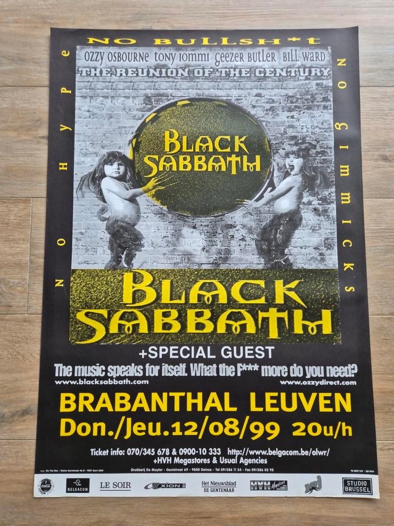 Black Sabbath Concert Poster Brabanthal Leuven 1999, Verzamelen, Ophalen of Verzenden, Zo goed als nieuw, Poster, Artwork of Schilderij