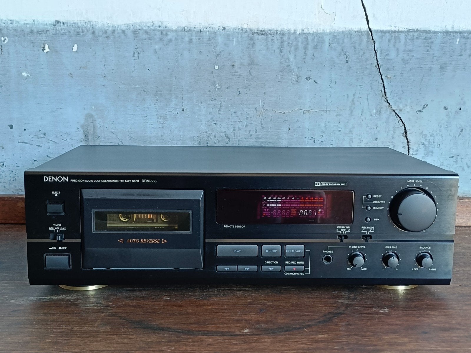 Denon DRM-555 Cassettedeck – Gereviseerd – Nieuwe snaren, Ophalen of Verzenden, Enkel, Denon, Auto-reverse