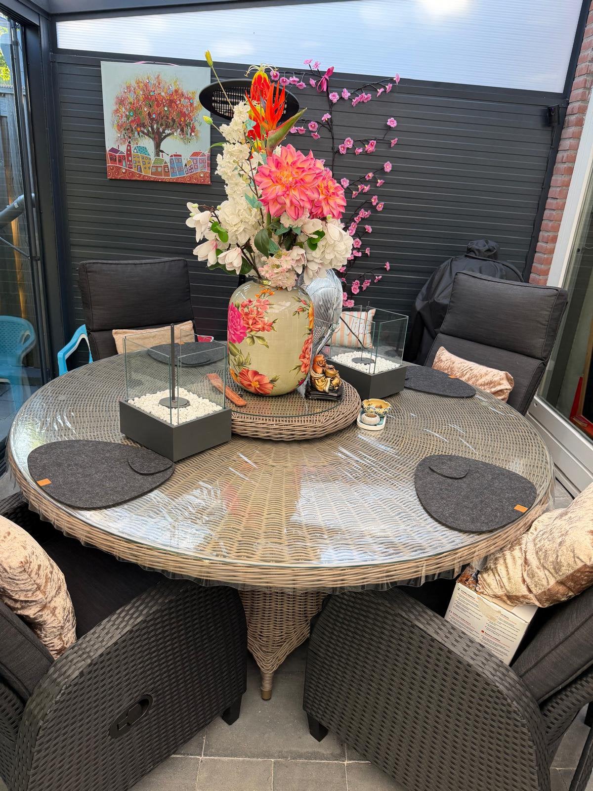 Tuintafel (Dining tafel), Ophalen, Rond, Hout
