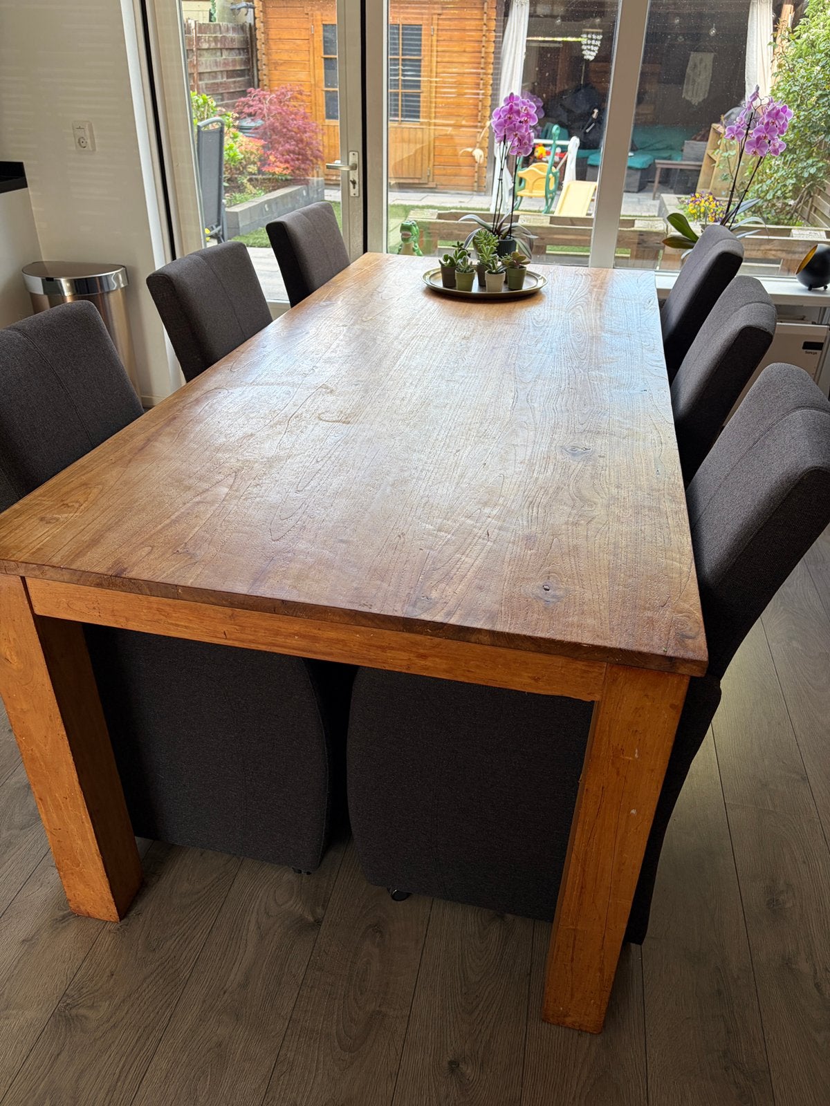 Teak houten tafel, Ophalen, Gebruikt, 4 tot 6 stoelen
