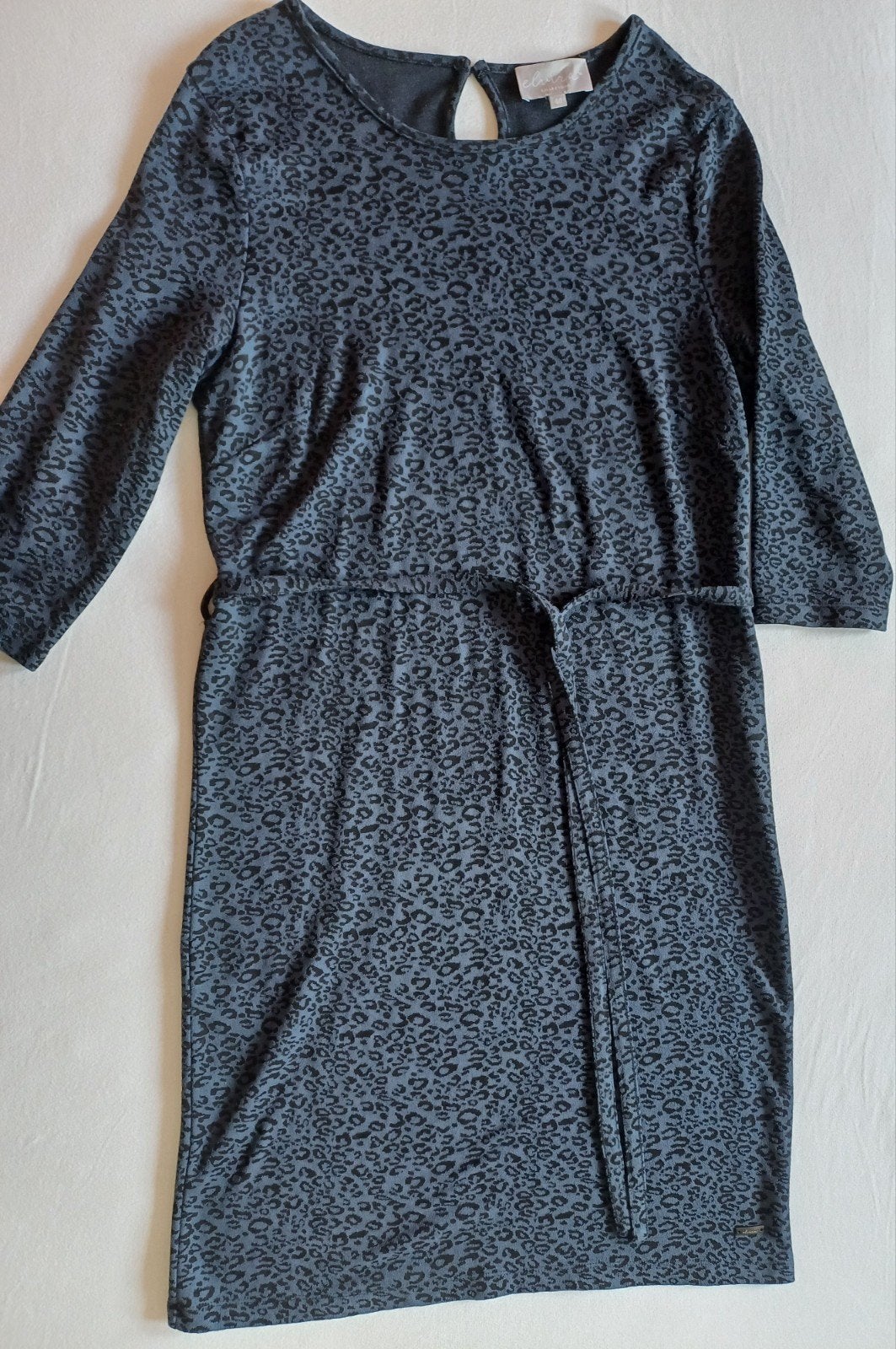 Jurk met panterprint mt 40, Elvira, Maat 38/40 (M), Blauw, Ophalen of Verzenden, Zo goed als nieuw
