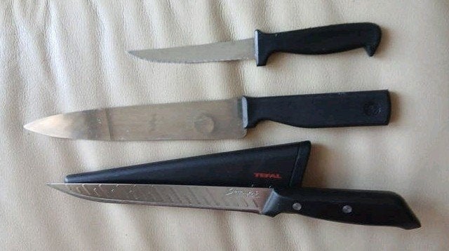 Snijmessen 3 st  (1 Tefal), Ophalen of Verzenden, Zo goed als nieuw, Rvs of Chroom