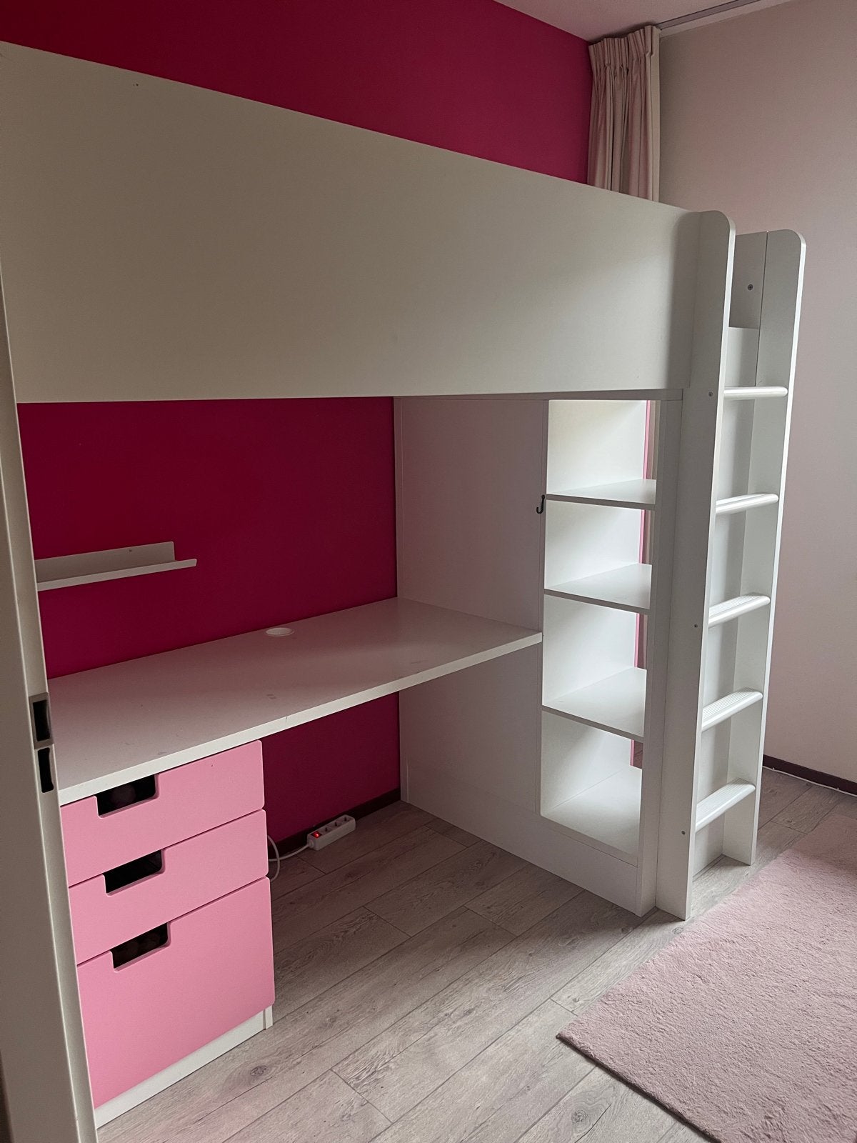 IKEA SMÅSTAD Hoogslaper - Wit/Roze, Ophalen, Gebruikt, Eenpersoons, 200 cm