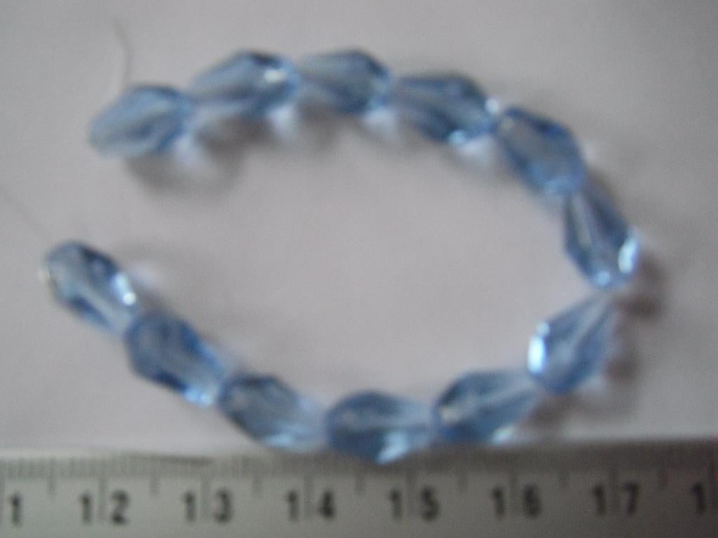 12 glas facet druppels blauw, Ophalen of Verzenden, Nieuw, Kraal