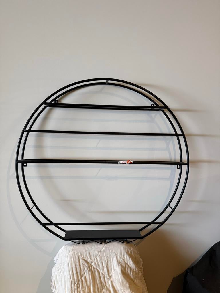 Modern rond metalen wijnrek met glashouder, Huis en Inrichting, Woonaccessoires | Wijnrekken, 5 tot 15 flessen, Ophalen of Verzenden