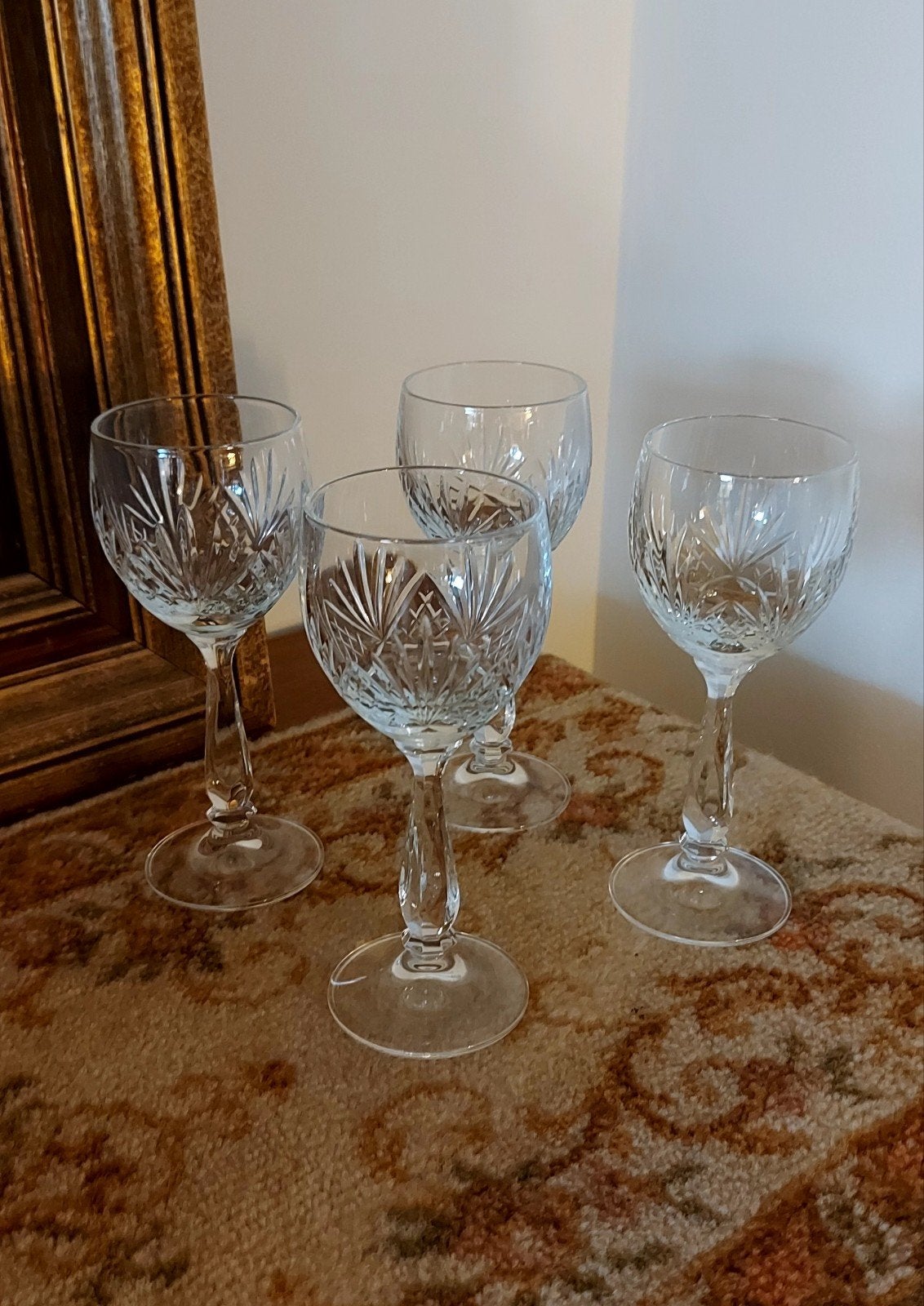 4 prachtige Antiek kristallen wijnglazen, Antiek en Kunst, Antiek | Glas en Kristal, Ophalen