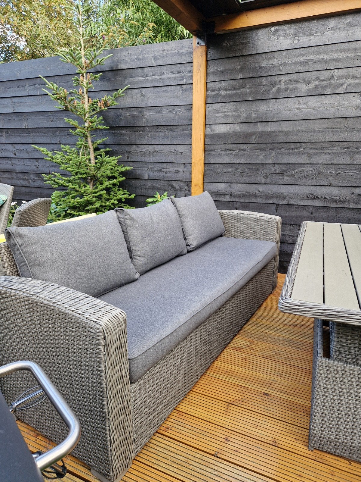 Wicker loungeset bank en 2 stoelen, Ophalen, 5 zitplaatsen, Kunststof, Gebruikt