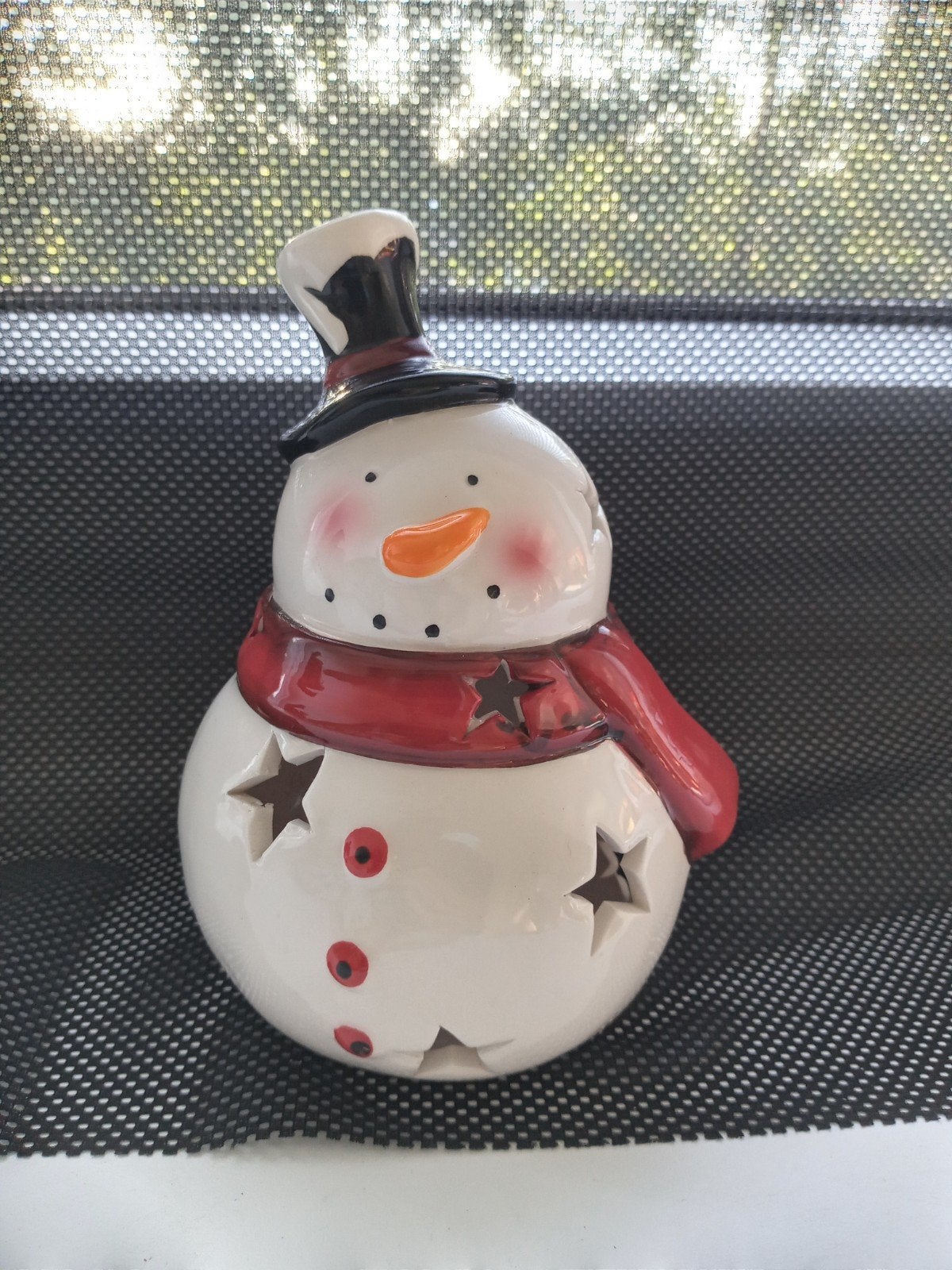 Vintage/retro steen/keramieke sneeuwpop met verlichting, Ophalen of Verzenden, Gebruikt