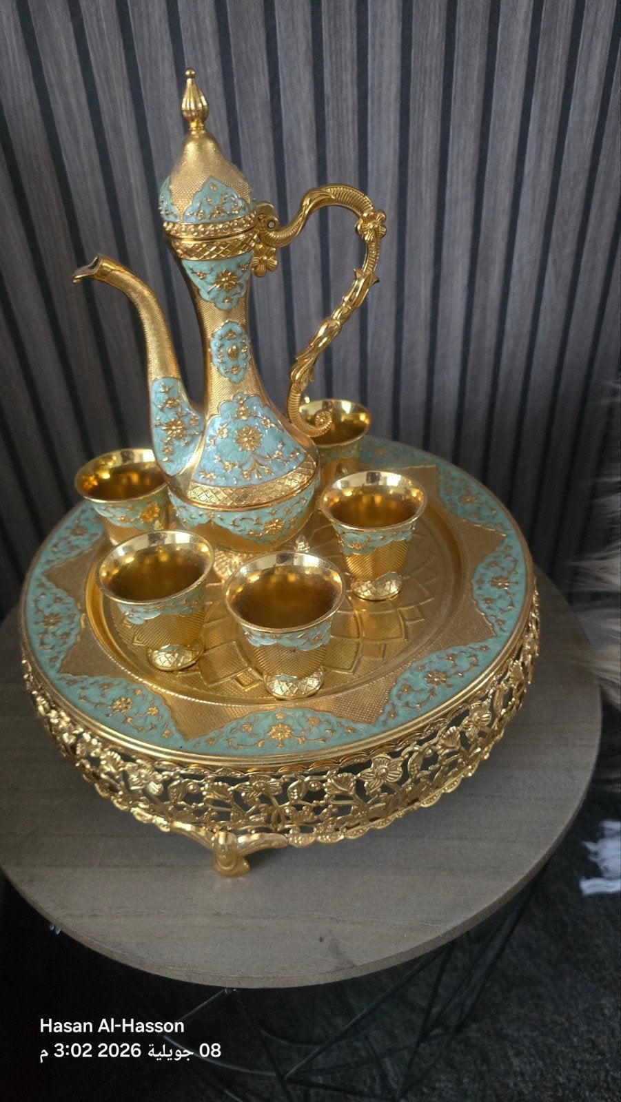 Prachtige Arabische Koffieset - Goud & Turkoois, Ophalen of Verzenden