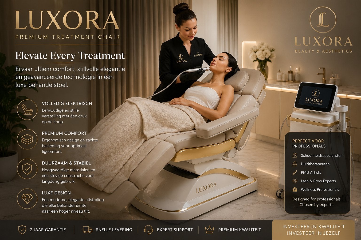 Luxora behandelstoel - Elektrische stoel, Ophalen of Verzenden, Nieuw, Massagetafel