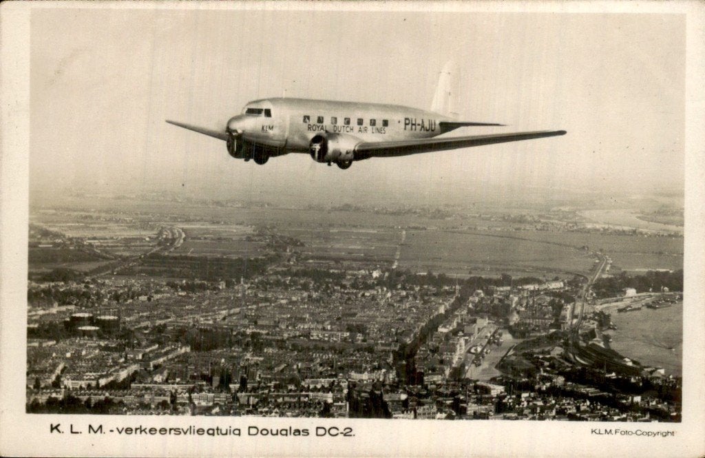 Rotterdam - Douglas DC-2 - Luchtopname, Ophalen of Verzenden, 1920 tot 1940, Gelopen, Zuid-Holland