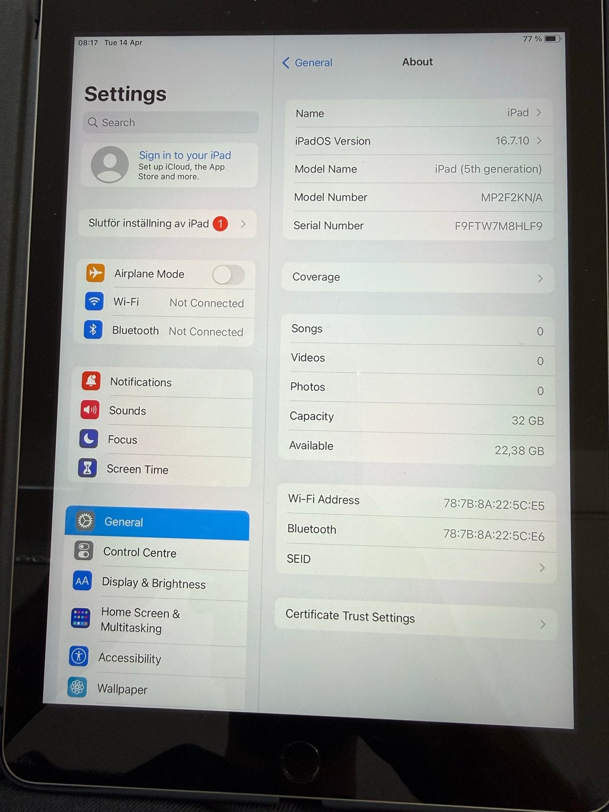 Apple iPad (5e generatie) 32GB Wi-Fi - Zo goed als nieuw, Computers en Software, Apple iPads, 9 inch, 32 GB, Apple iPad, Ophalen of Verzenden