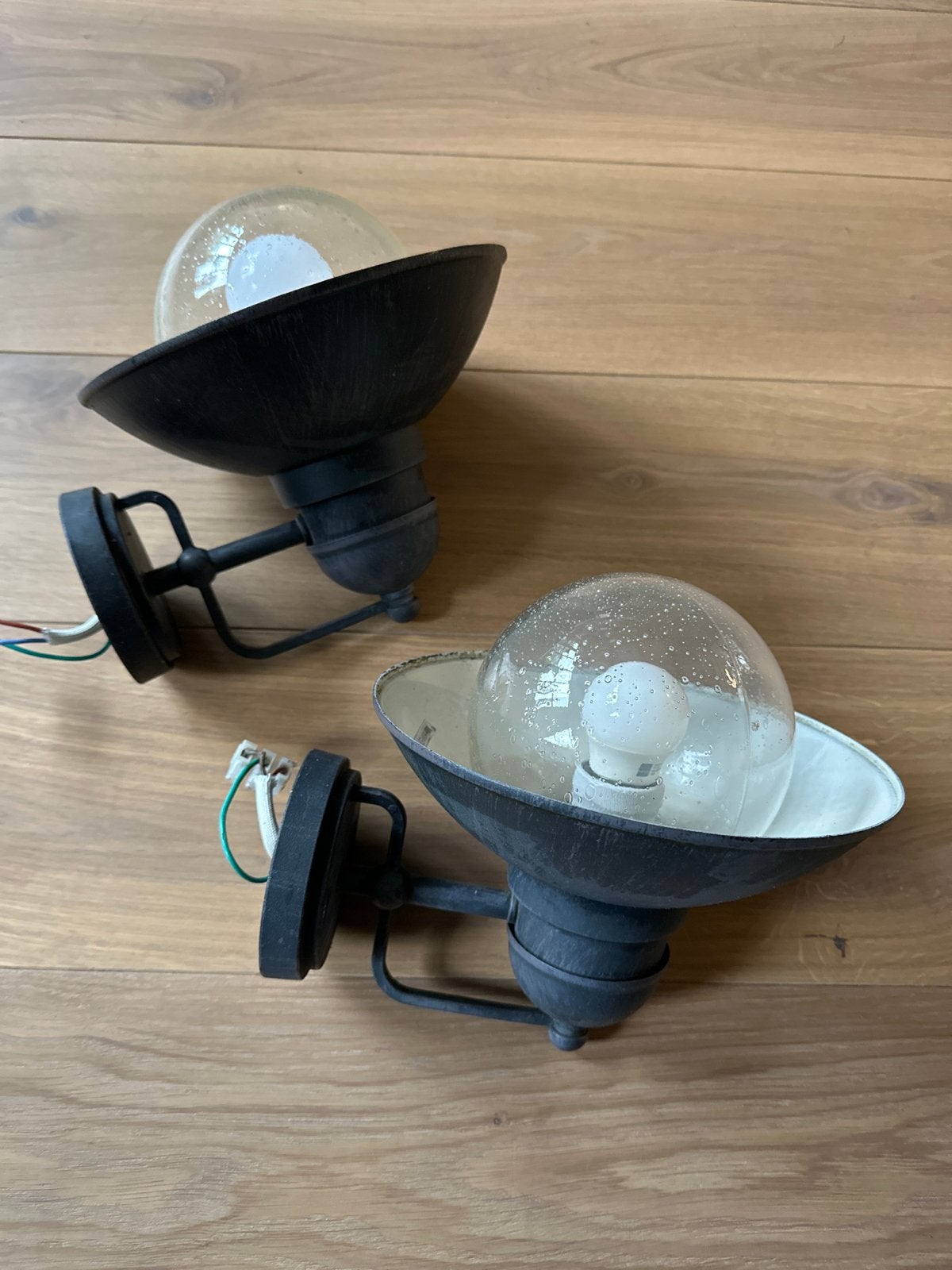 Set van 2 buiten wandlampen met gietijzeren kap - Zwart, Ophalen, Gebruikt, Zwart, Buitenlamp
