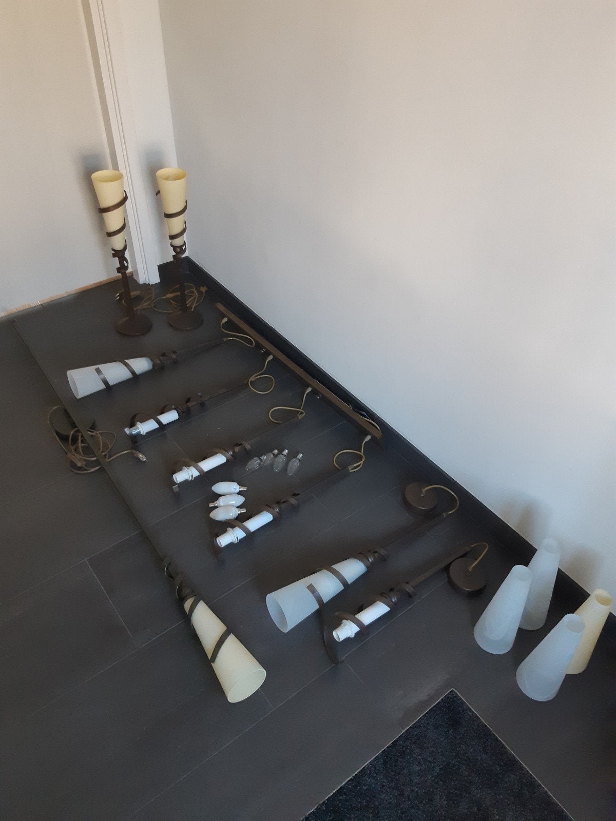 Brocante lampenset hang wand staand, Ophalen
