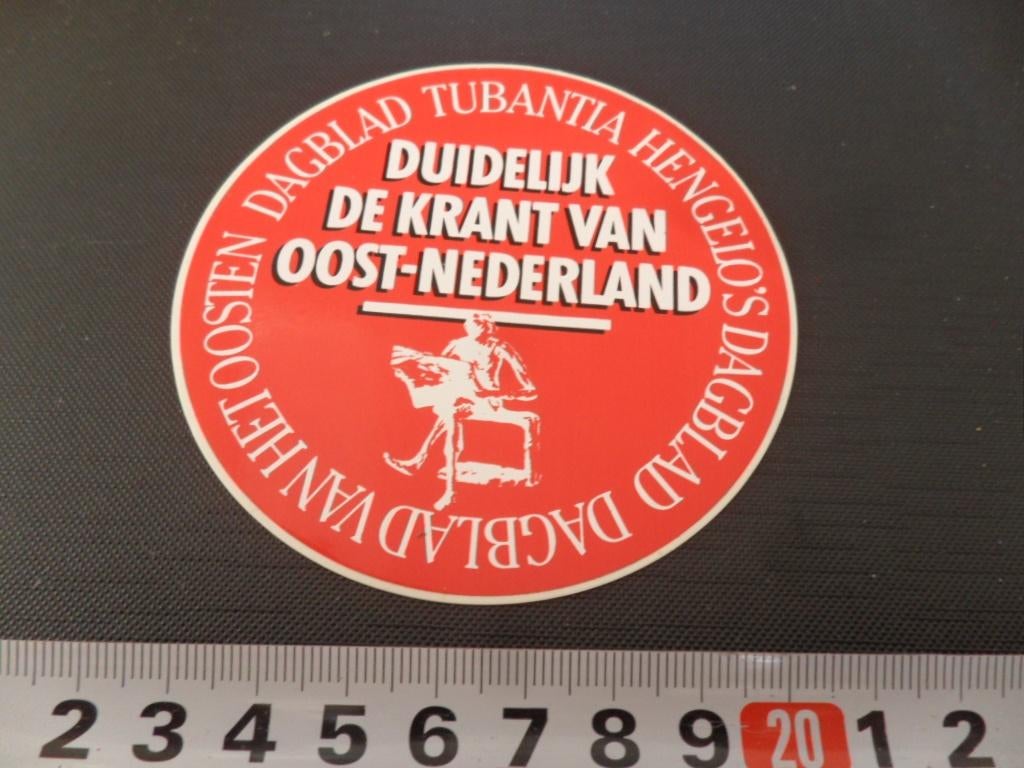 sticker duidelijk de krant van oost-nederland TUBANTIA ed*, Verzamelen, Ophalen, Zo goed als nieuw