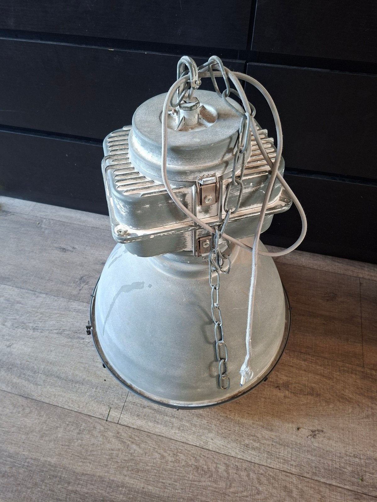Grote industriële lamp - Vintage fabriekslamp, Ophalen, Gebruikt, Metaal, Industrieel, Vintage
