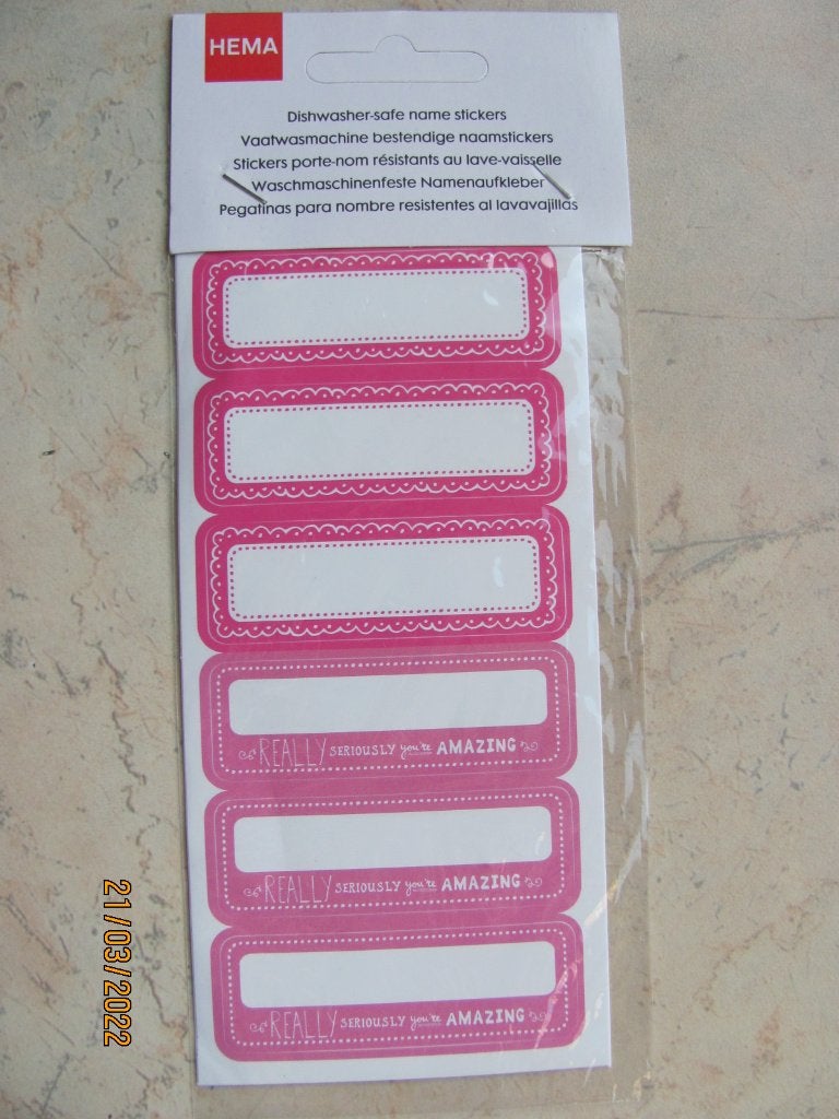 NIEUW verpakking HEMA vaatwasmachine bestendig NAAMSTICKERS, Ophalen of Verzenden, Nieuw