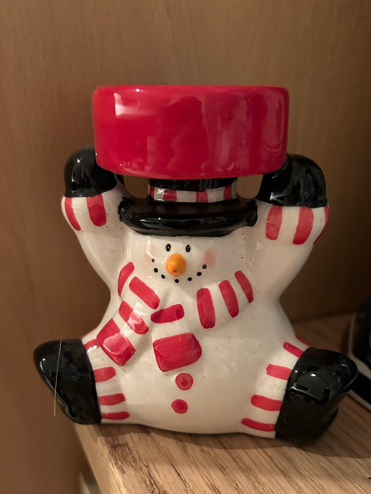 Leuke Sneeuwpop Kandelaar (waxinelichtje), Ophalen of Verzenden, Zo goed als nieuw, Kandelaar