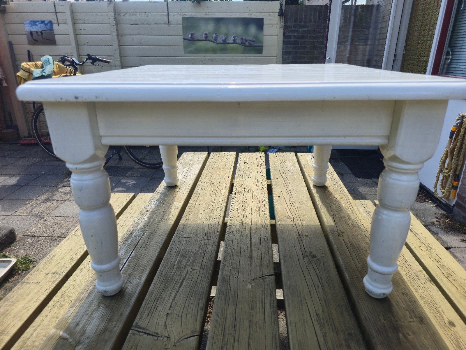 salontafel wit vierkant, Ophalen, Gebruikt, 100 tot 150 cm, 50 tot 100 cm