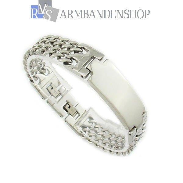 rvs heren of dames plaat armband armband RVS zilver staal, Verzenden, Nieuw, Zilver, Staal
