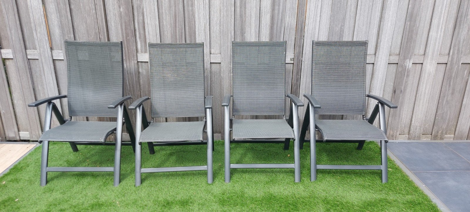 Verstelbare en inklapbare tuinstoelen (4 stuks), Tuin en Terras, Tuinstoelen, Ophalen, Gebruikt, Verstelbaar