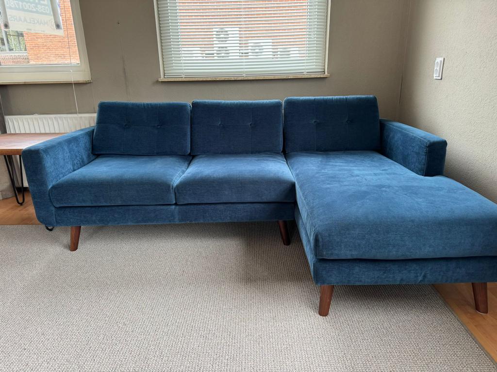 Blauw retro bankje Sofa Company, Huis en Inrichting, Ophalen, Gebruikt, Stof