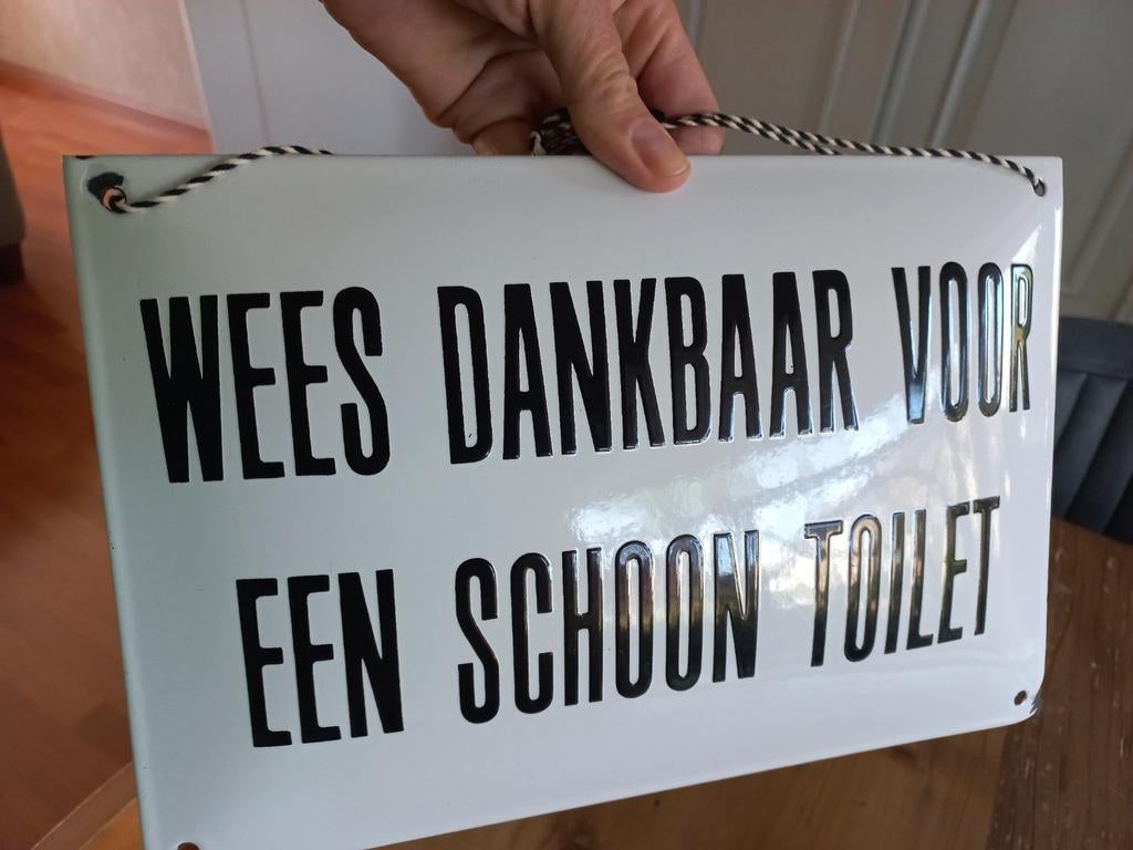 Emaille bol bord,toilet,wit zwart,wc,gaaf, Antiek en Kunst, Antiek | Emaille, Ophalen of Verzenden
